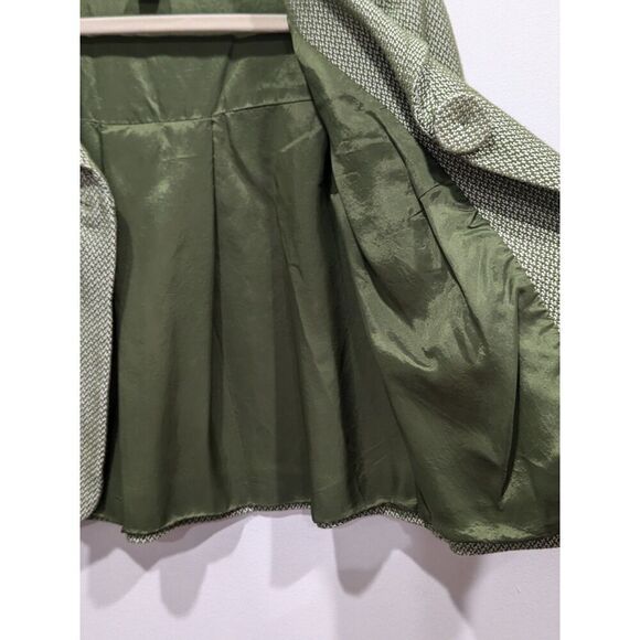 Ann Taylor Green Tweed 3/4 Sleeve Cropped Retro 60s Blazer Jacket, 4 - Picture 5 of 8